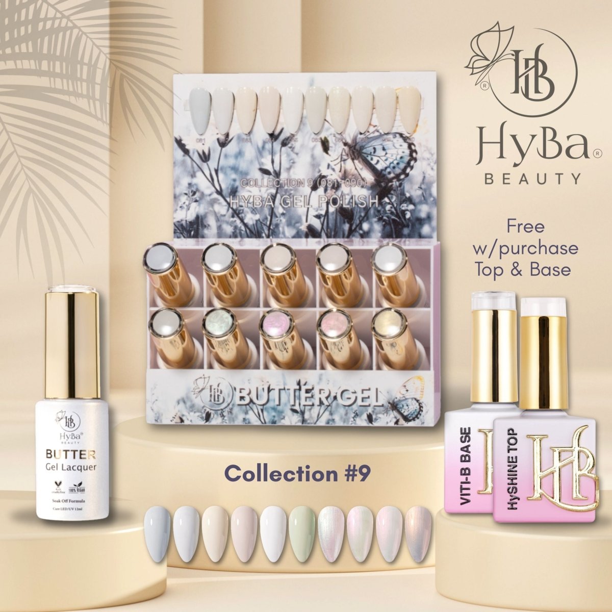 BUTTER Gel Polish SERIES Collection 9 (Colors 081 - 090) - Free Top & Base - HYBA BEAUTY